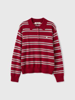 WOMAN Multi-Striped Loose Collar Knit