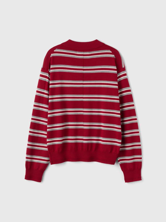 WOMAN Multi-Striped Loose Collar Knit