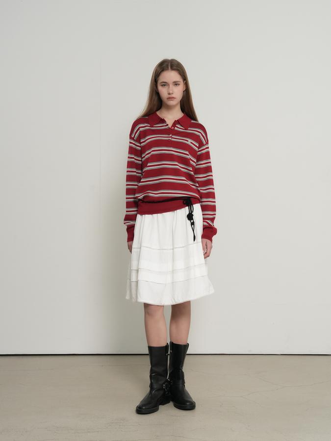 WOMAN Multi-Striped Loose Collar Knit