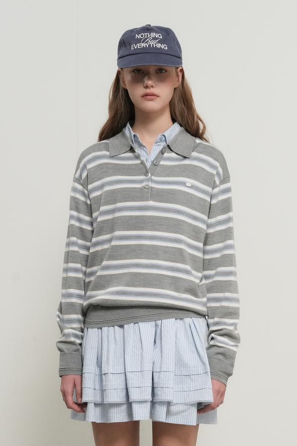 WOMAN Multi-Striped Loose Collar Knit