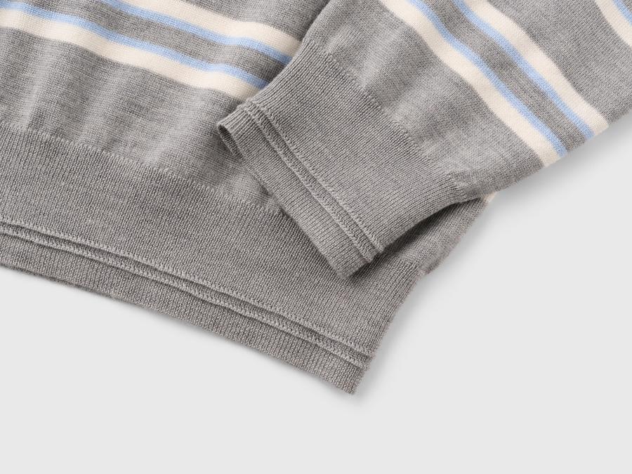 WOMAN Multi-Striped Loose Collar Knit