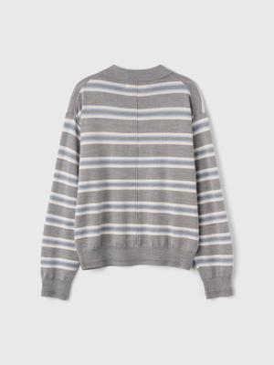 WOMAN Multi-Striped Loose Collar Knit
