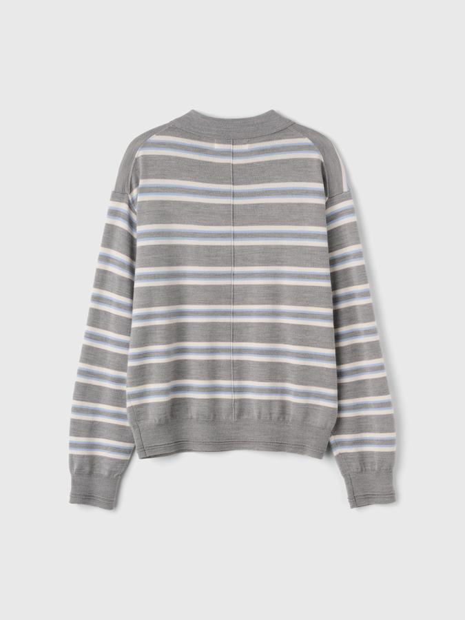 WOMAN Multi-Striped Loose Collar Knit