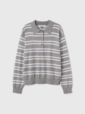 WOMAN Multi-Striped Loose Collar Knit