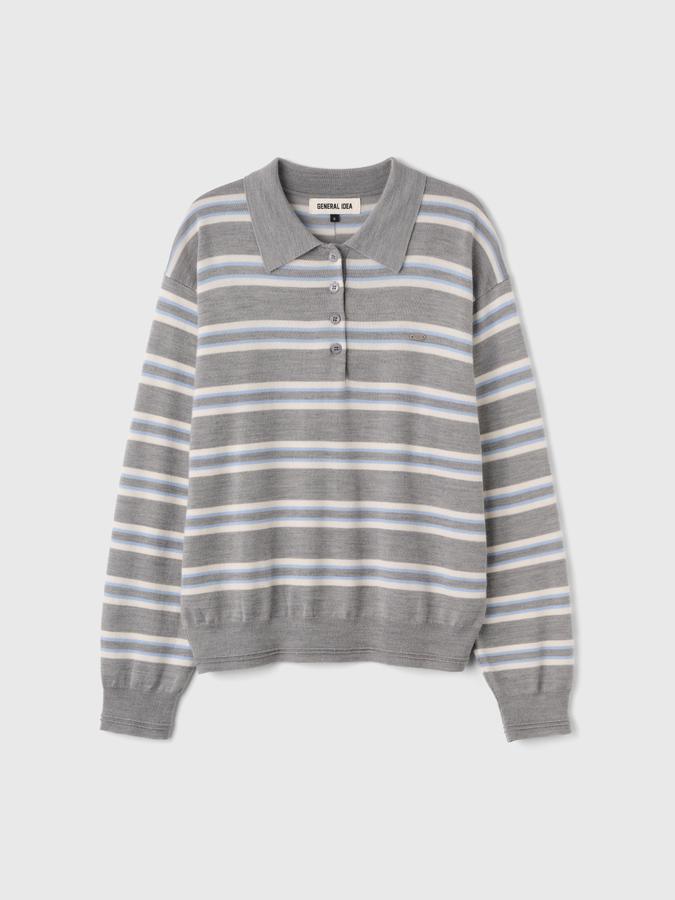 WOMAN Multi-Striped Loose Collar Knit