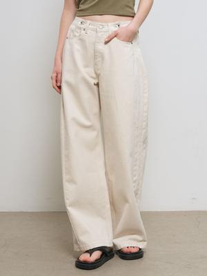 WOMAN Snap Detail Wide Denim Pants(Coming soon)