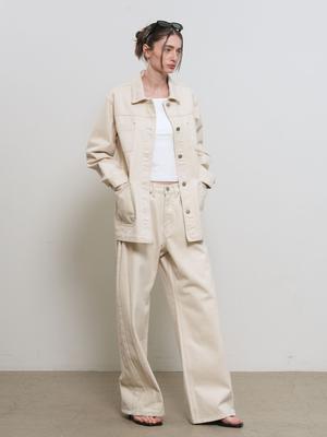 WOMAN Snap Detail Wide Denim Pants(Coming soon)