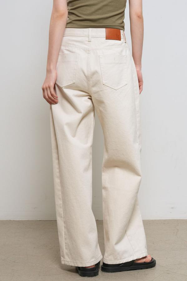 WOMAN Snap Detail Wide Denim Pants(Coming soon)