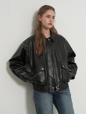 WOMAN Faux Leather Pocket Blouson Jumper (Coming soon)