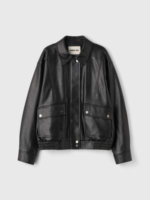 WOMAN Faux Leather Pocket Blouson Jumper (Coming soon)