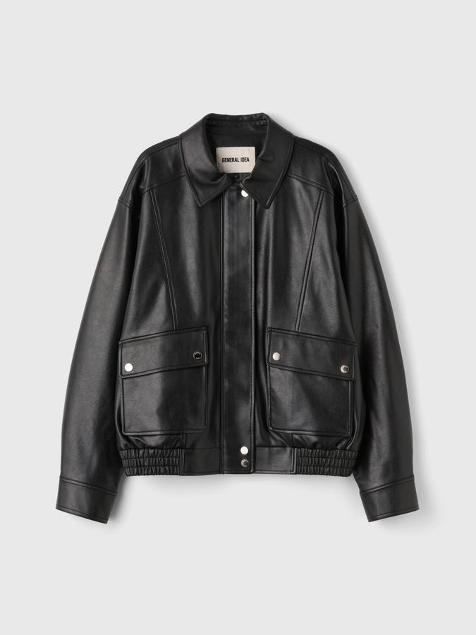 WOMAN Faux Leather Pocket Blouson Jumper (Coming soon)