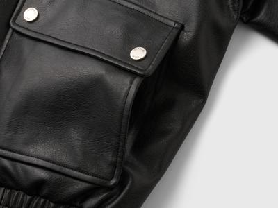 WOMAN Faux Leather Pocket Blouson Jumper (Coming soon)