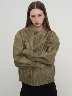 WOMAN Faux Leather Pocket Blouson Jumper