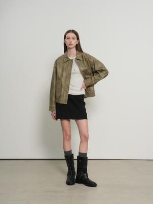 WOMAN Faux Leather Pocket Blouson Jumper