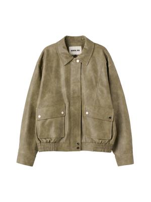 WOMAN Faux Leather Pocket Blouson Jumper