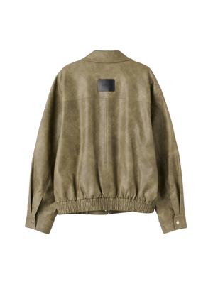 WOMAN Faux Leather Pocket Blouson Jumper