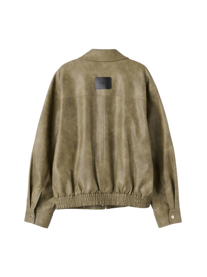 WOMAN Faux Leather Pocket Blouson Jumper