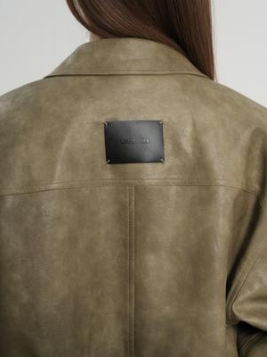 WOMAN Faux Leather Pocket Blouson Jumper