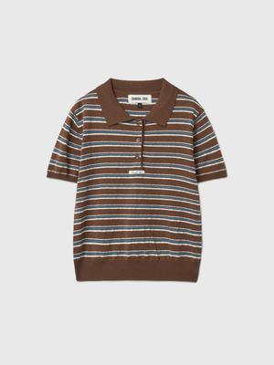 WOMAN Striped Collar Half Knit