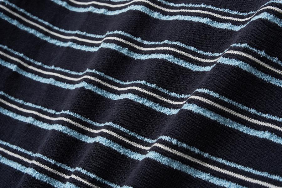 WOMAN Striped Collar Half Knit