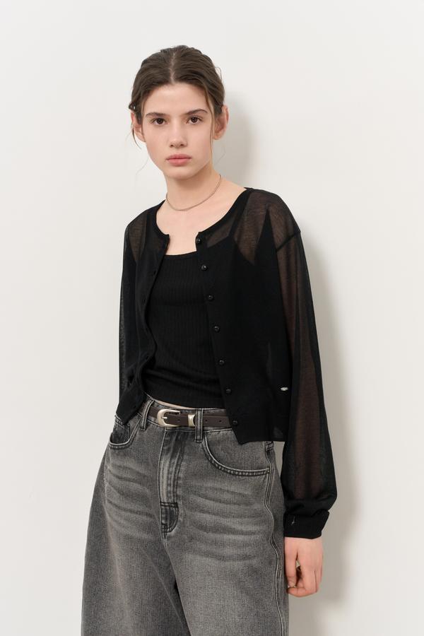 WOMAN Packable Sheer Long Sleeve Cardigan