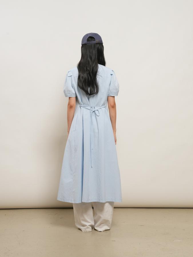 Striped V-neck puff long dress (Хүргэлт 5/24)