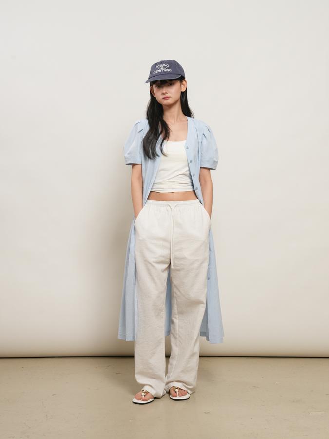 Striped V-neck puff long dress (Хүргэлт 5/24)