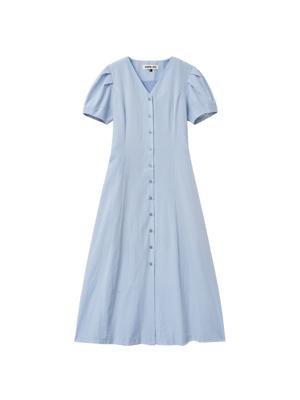 Striped V-neck puff long dress (Хүргэлт 5/24)