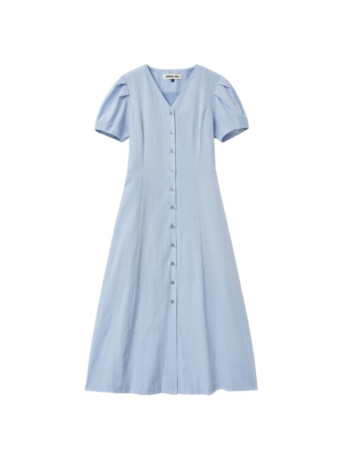 Striped V-neck puff long dress (Хүргэлт 5/24)
