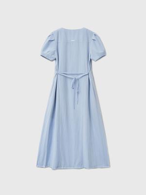 Striped V-neck puff long dress (Хүргэлт 5/24)
