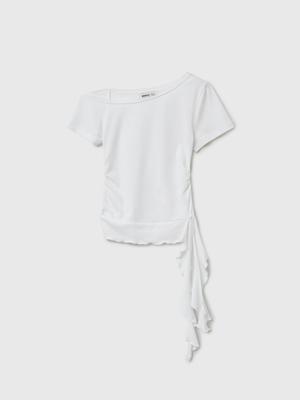 Mesh-trimmed one-shoulder T-shirt (Хүргэлт 5/24)