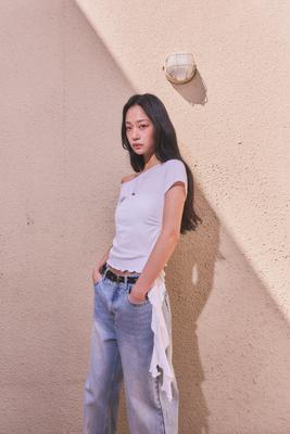 Mesh-trimmed one-shoulder T-shirt (Хүргэлт 5/24)