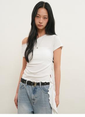 Mesh-trimmed one-shoulder T-shirt (Хүргэлт 5/24)