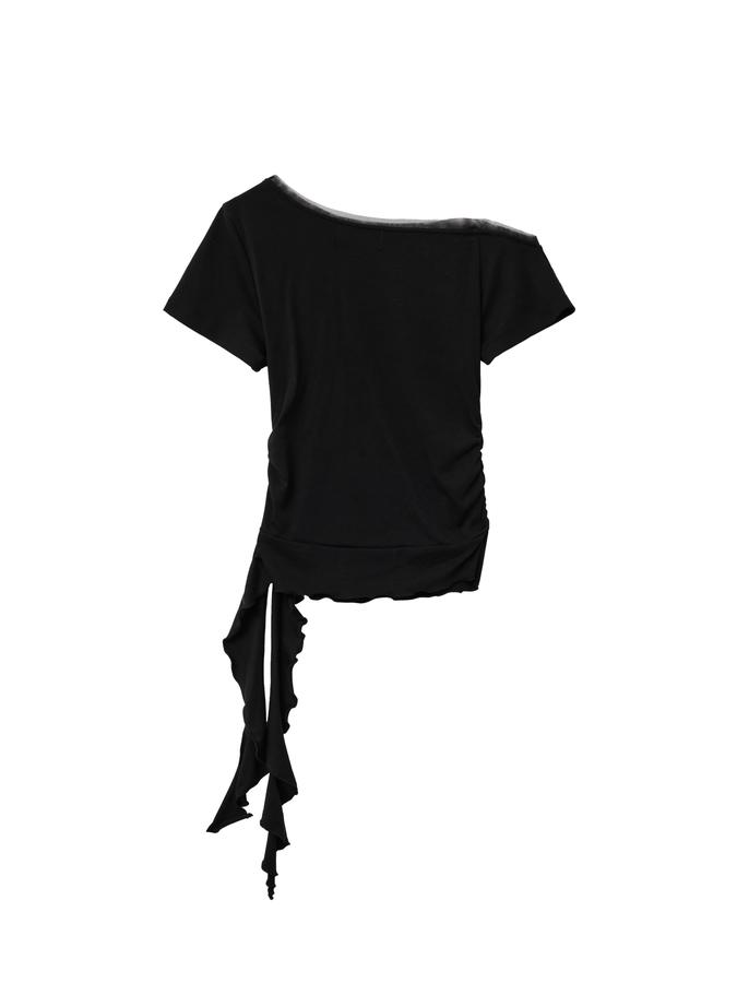 Mesh-trimmed one-shoulder T-shirt (Хүргэлт 5/24)