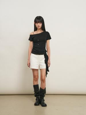 Mesh-trimmed one-shoulder T-shirt (Хүргэлт 5/24)