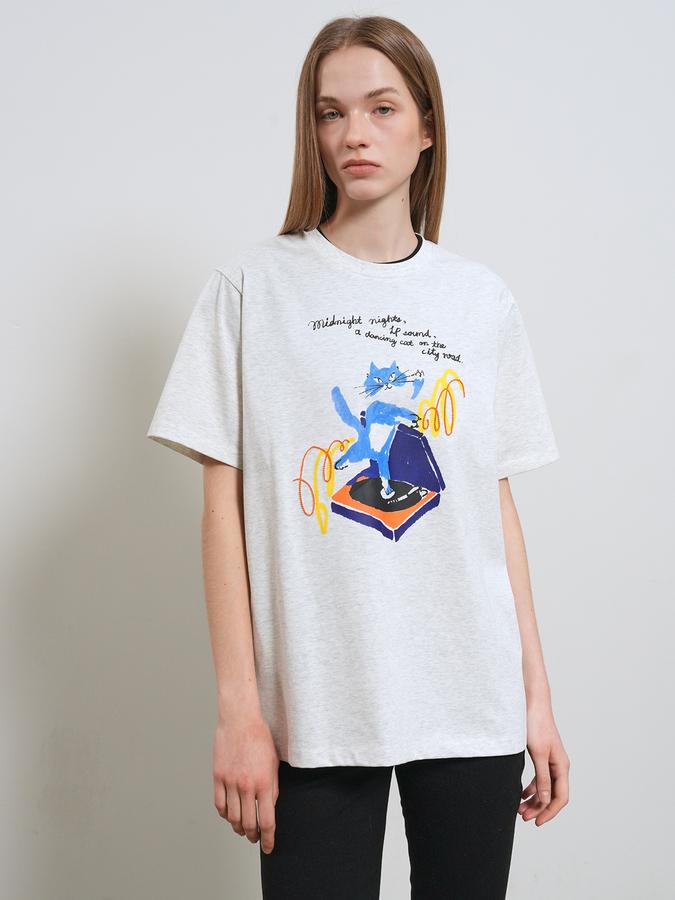 Dancing Cat Oversized Short Sleeve T-shirt
