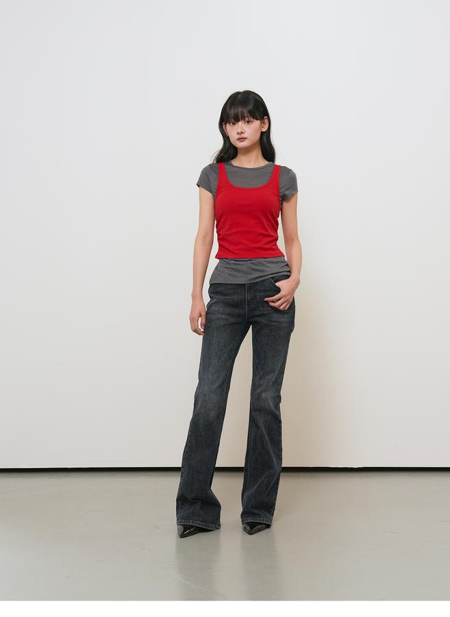 Two-way color layered T-shirt