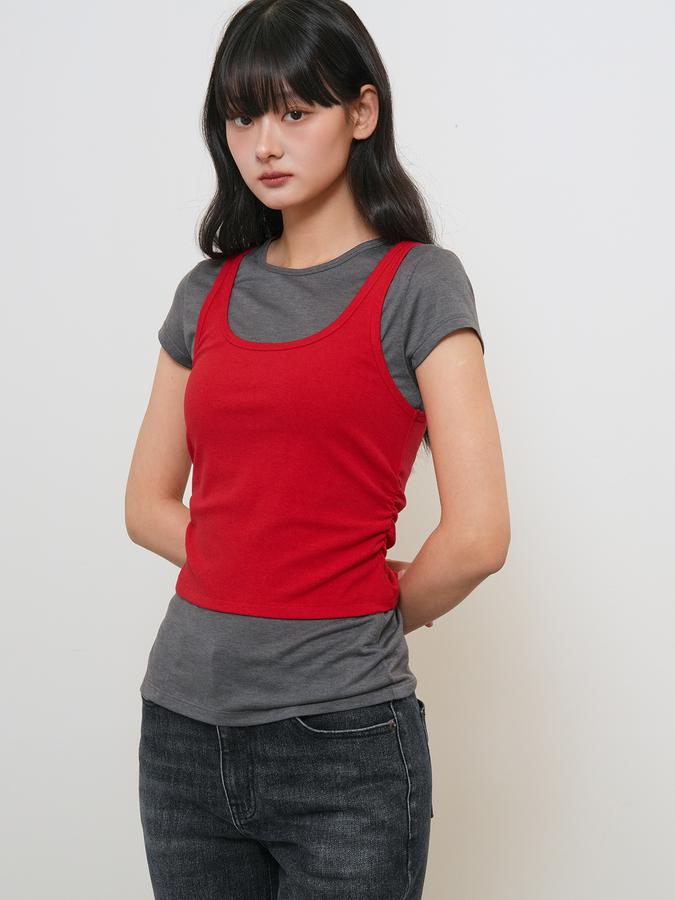 Two-way color layered T-shirt