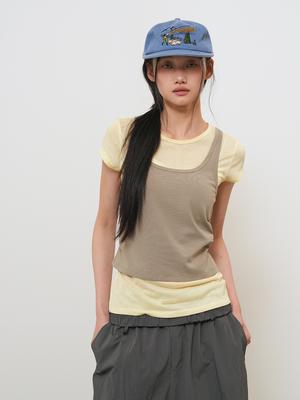 Two-way color layered T-shirt