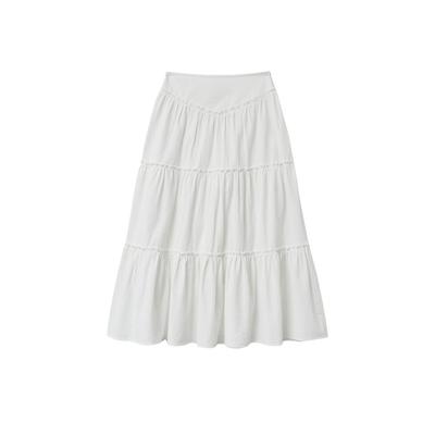 Shirring tiered long skirt