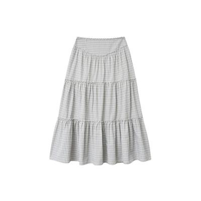 Shirring tiered long skirt