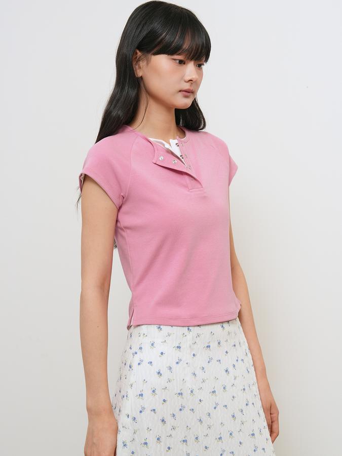 Snap henley neck t-shirt