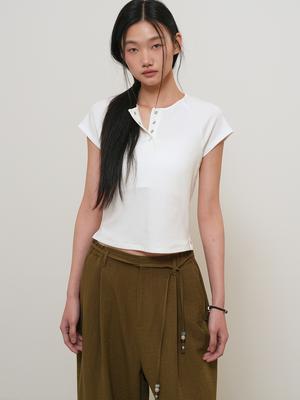 Snap henley neck t-shirt