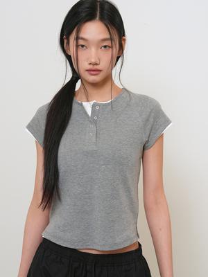 Snap henley neck t-shirt