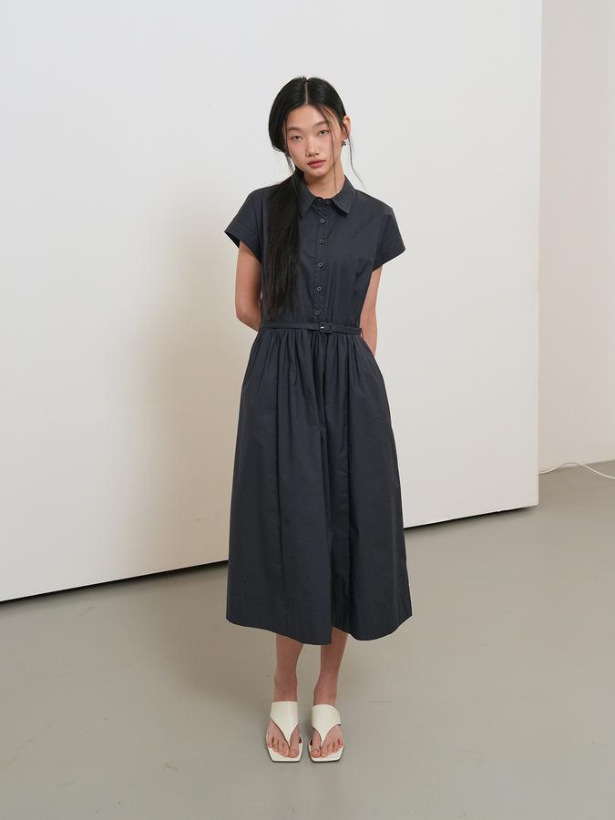 Sleeve Belted Long Dress