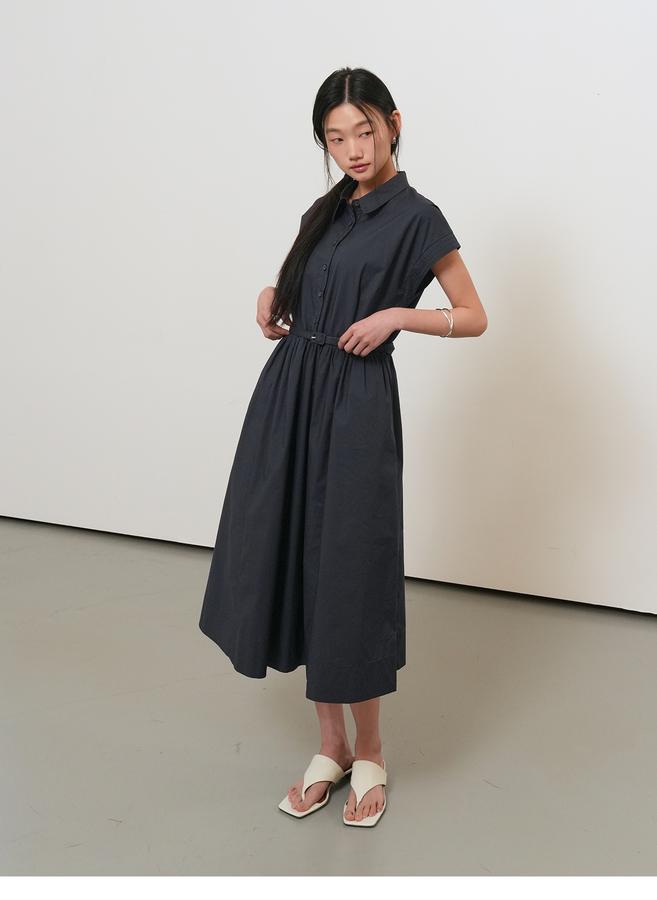 Sleeve Belted Long Dress