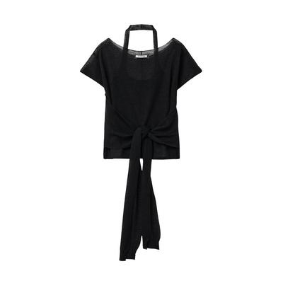 See-through halter neck layered knit set