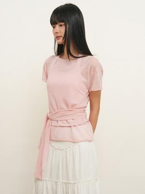 See-through halter neck layered knit set