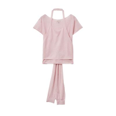See-through halter neck layered knit set