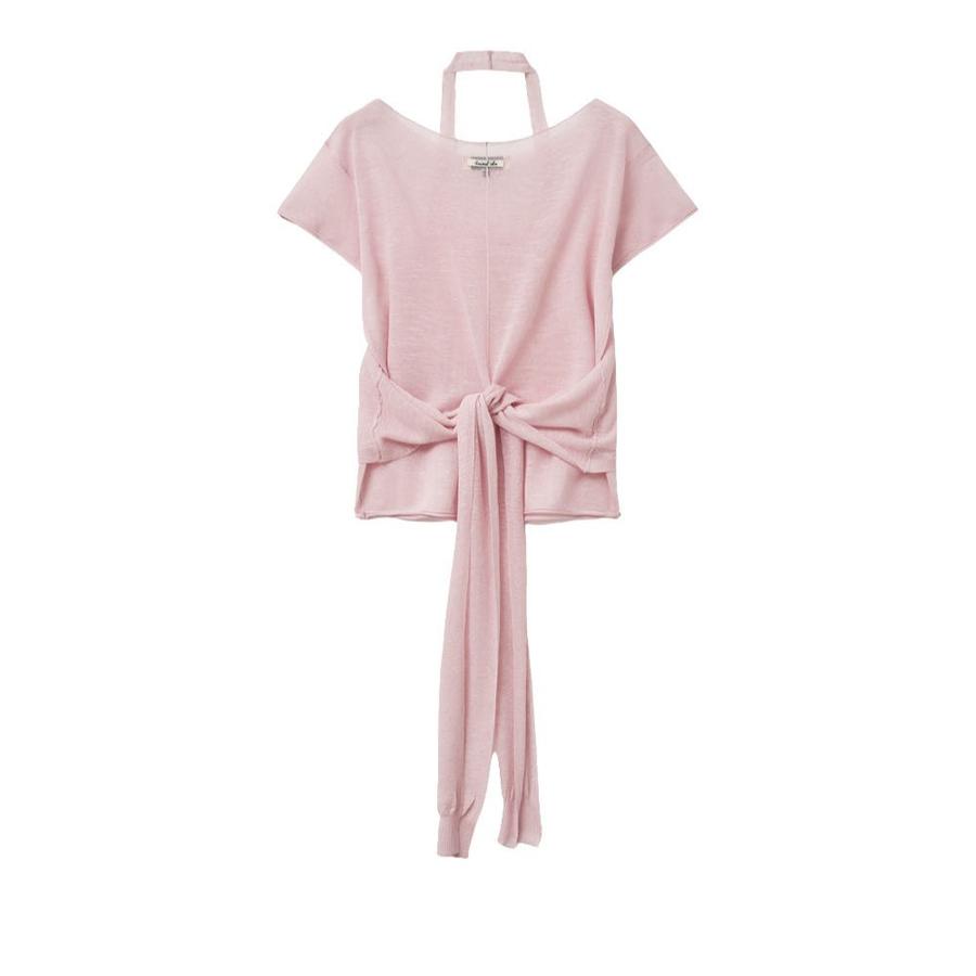 See-through halter neck layered knit set